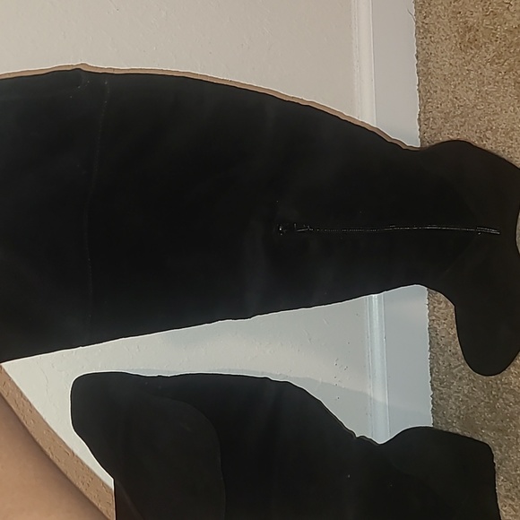 Black Suede Wedge Boot - Picture 2 of 4